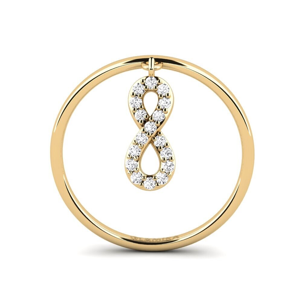 14ct Yellow Gold Round White Sapphire Ring Tornado