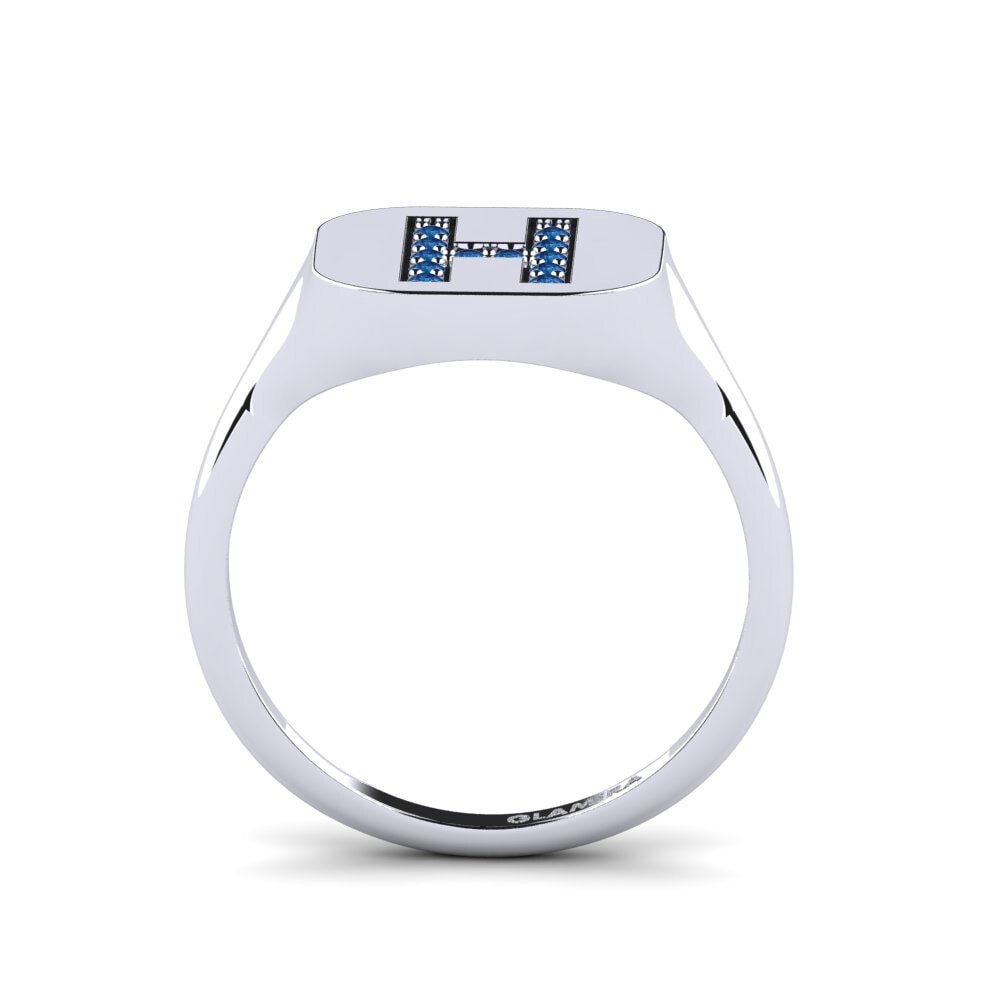 Palladium 950 Dunkelblauer Zirkonia Ring Swara - H