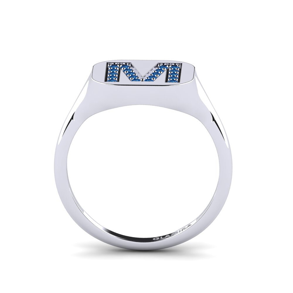 Palladium 950 Dunkelblauer Zirkonia Ring Swara - M
