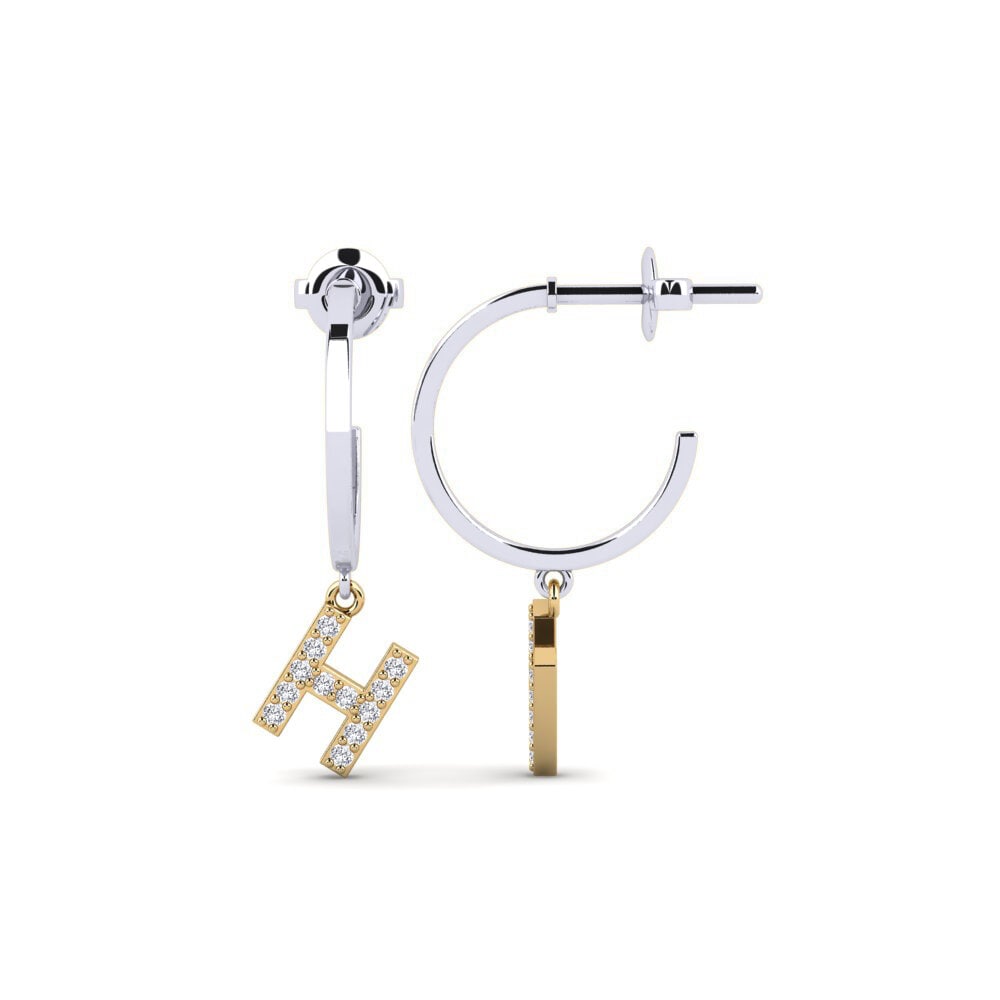 14ct White & Yellow Gold Women's Earring Bundok - H