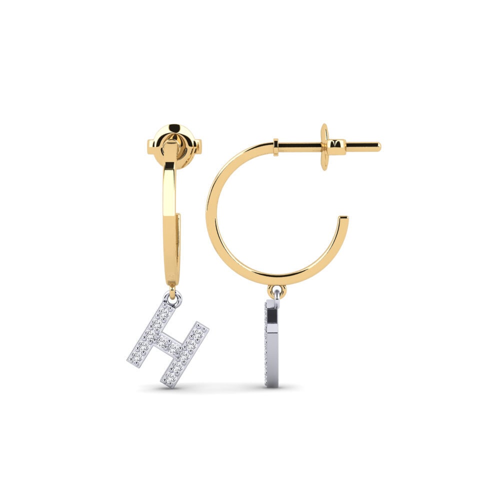 14ct Yellow & White Gold Women's Earring Bundok - H