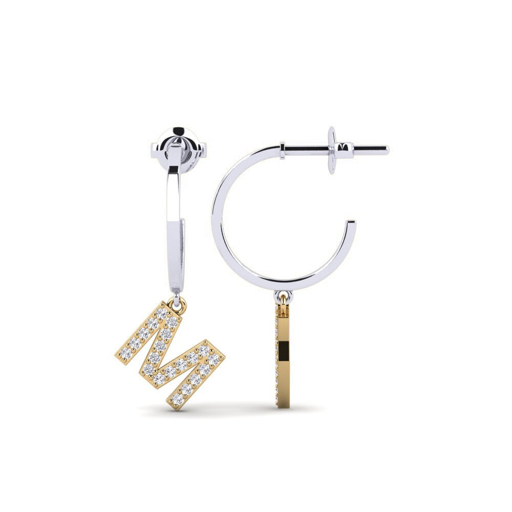 14ct White & Yellow Gold Women's Earring Bundok - M