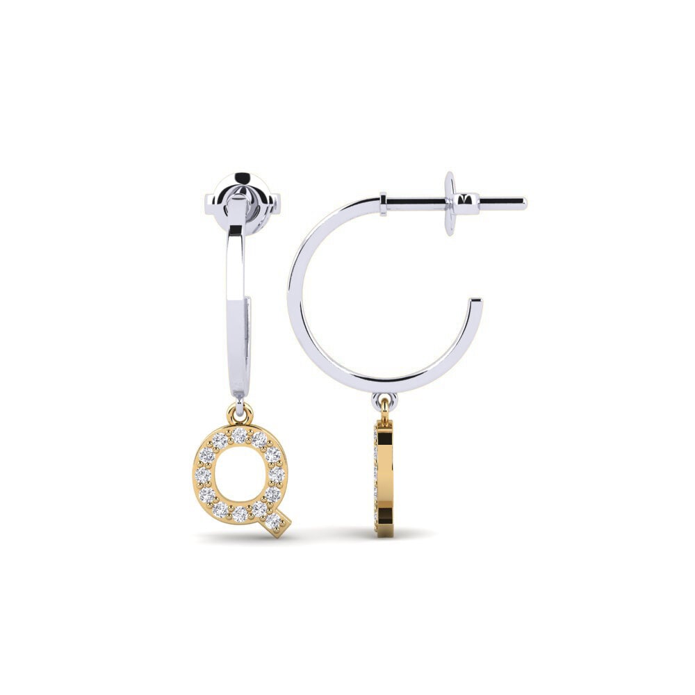 14ct White & Yellow Gold Women's Earring Bundok - Q