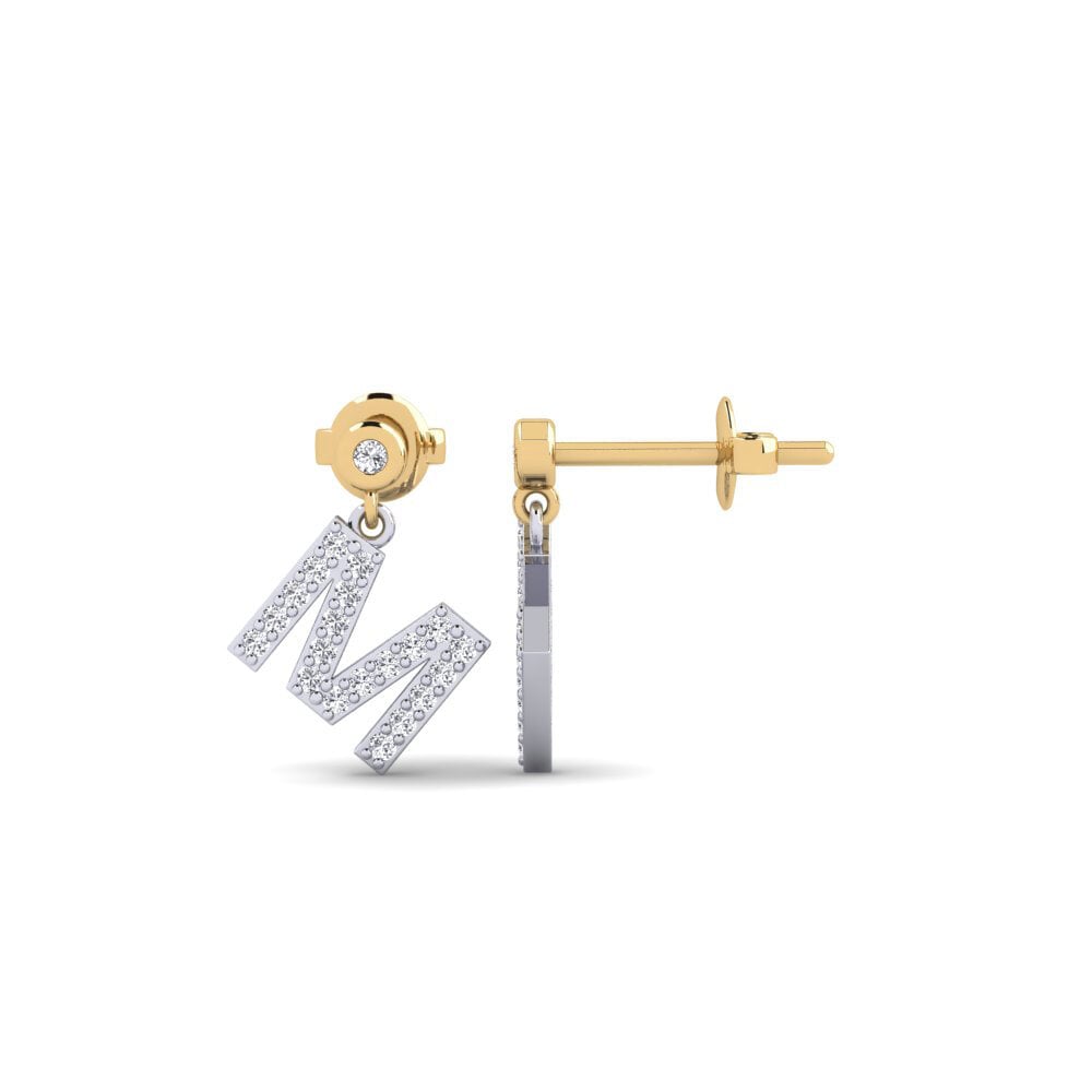 14ct White & Yellow Gold Women's Earring Jasorat - M