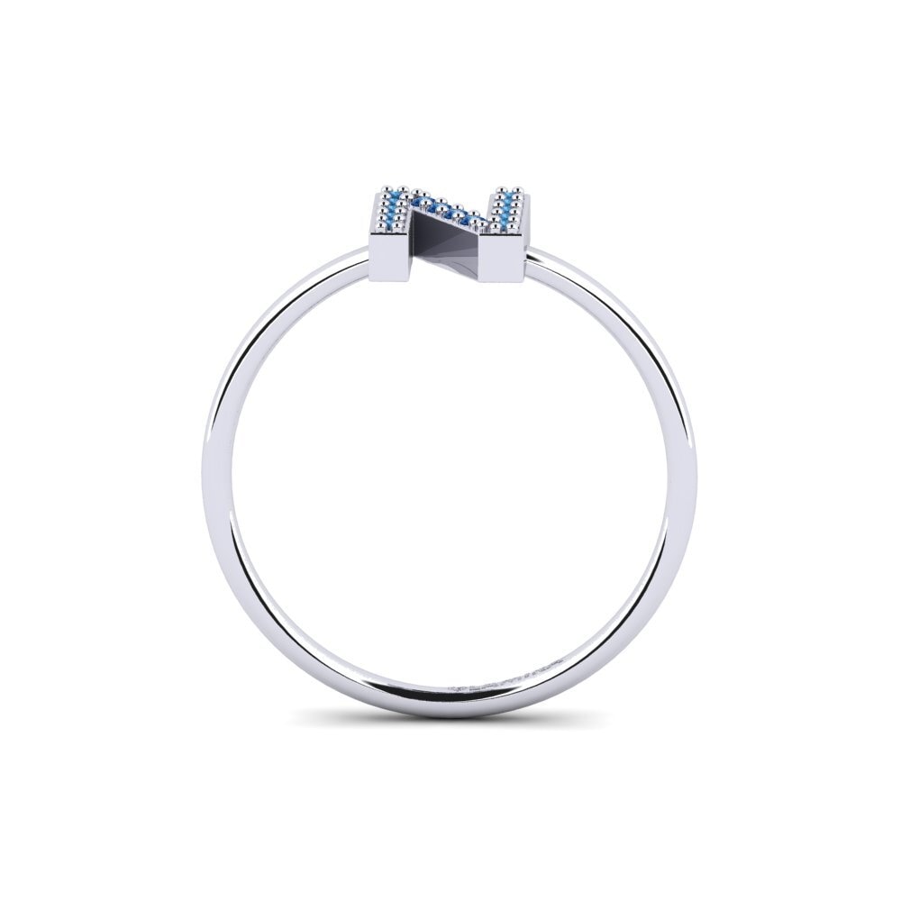 Palladium 950 Dunkelblauer Zirkonia Ring Kalns - N
