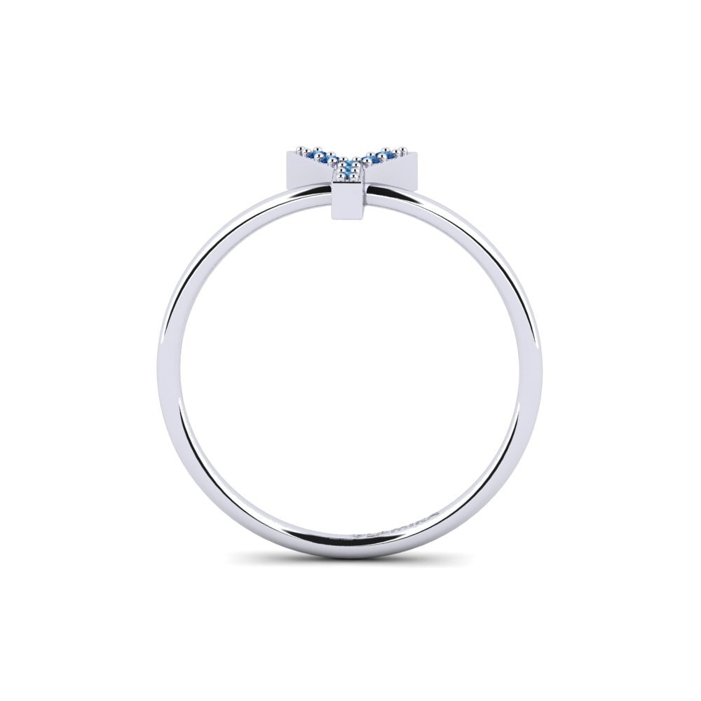 Palladium 950 Dunkelblauer Zirkonia Ring Kalns - Y