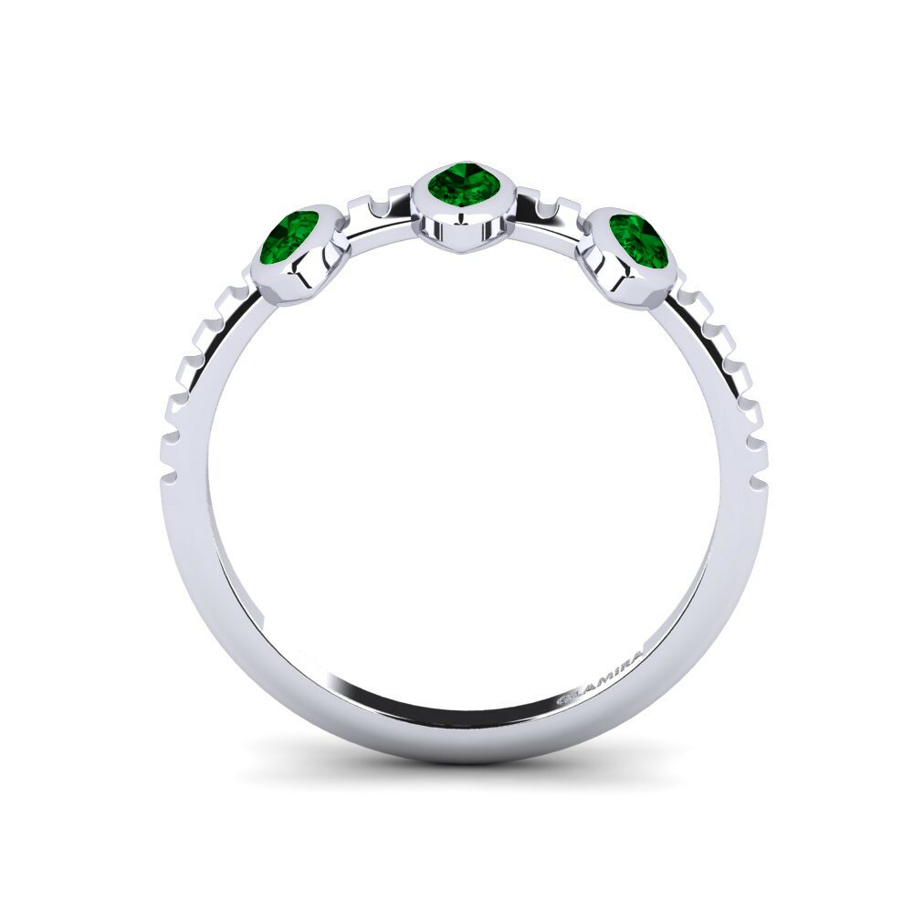14ct White Gold Marquise Green Zirconia Engagement Ring Theme