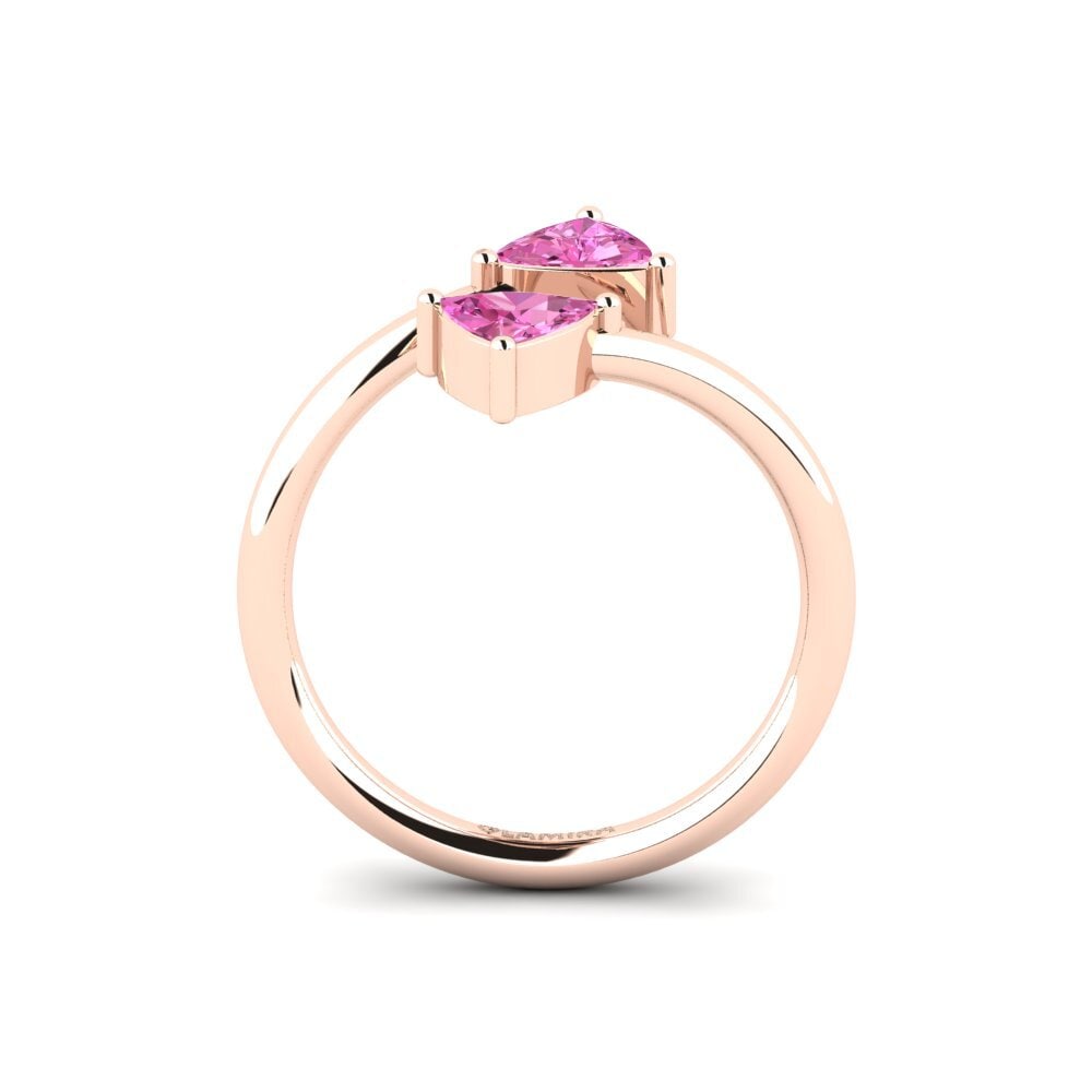14ct Rose Gold Pink Topaz Ring Trivalve