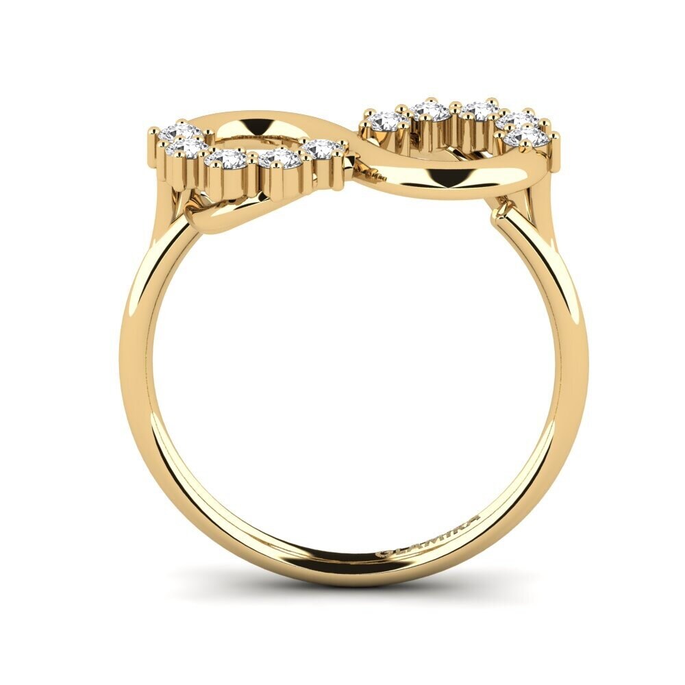 14ct Yellow Gold Round White Sapphire Ring Willies