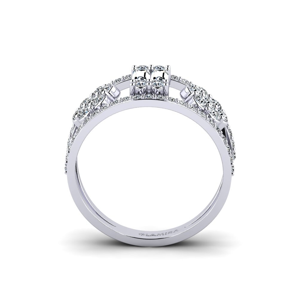White Silver Baguette Ring Xiline