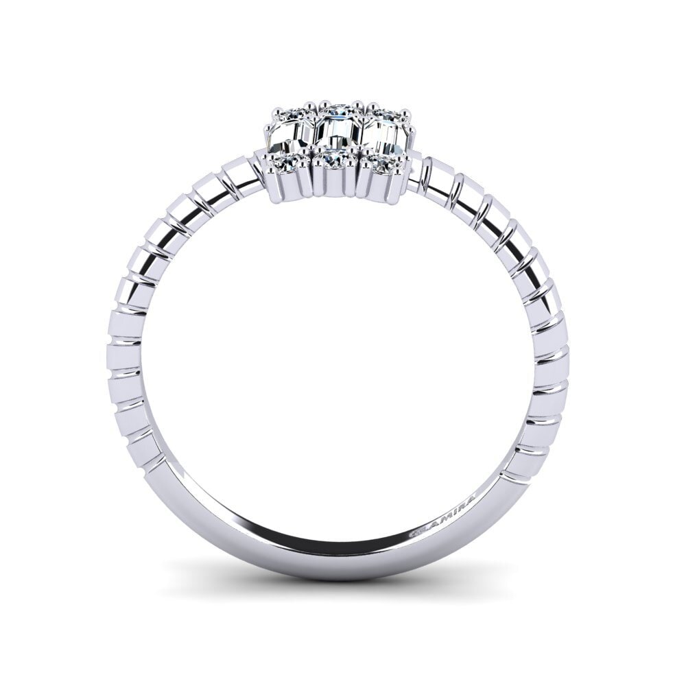 White Silver Baguette Ring Yalta