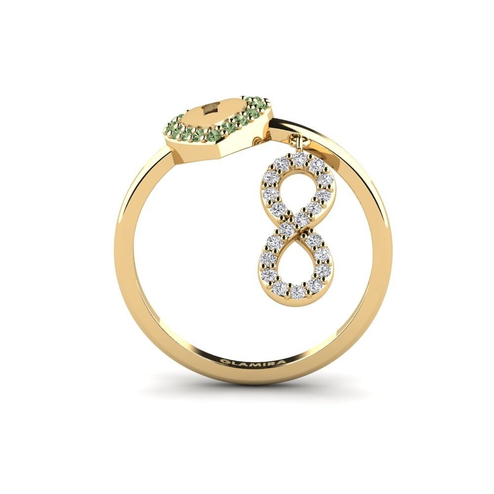 Diamante Verde Anel Amikeco