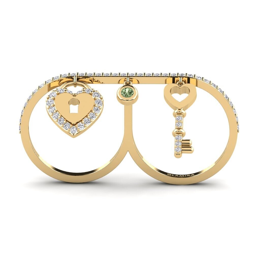 Diamante Verde Anel Bandhutba