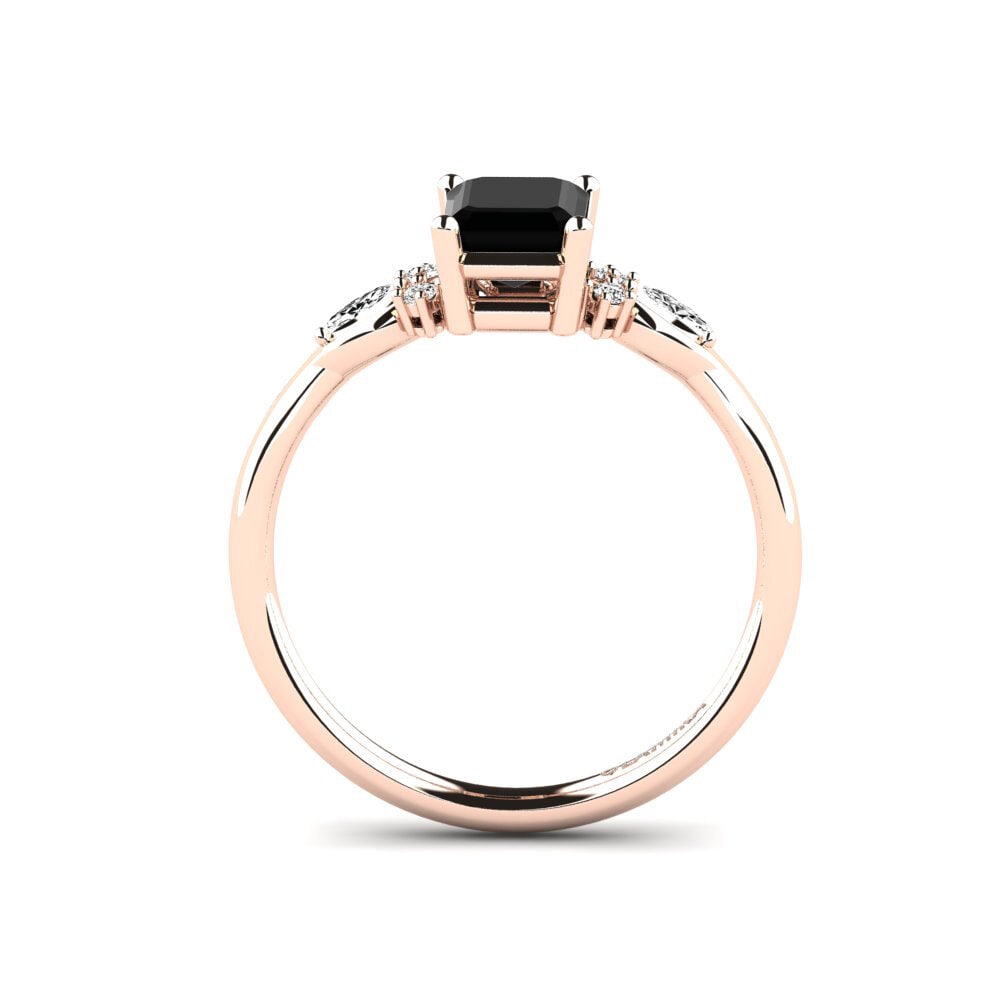 14ct Rose Gold Black Onyx Engagement Ring Gisu - Emerald