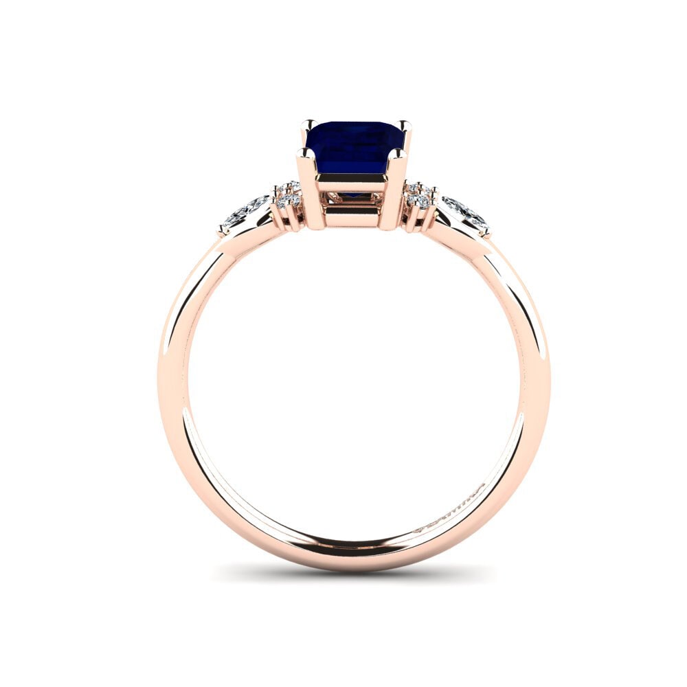 14ct Rose Gold Sapphire Engagement Ring Gisu - Emerald