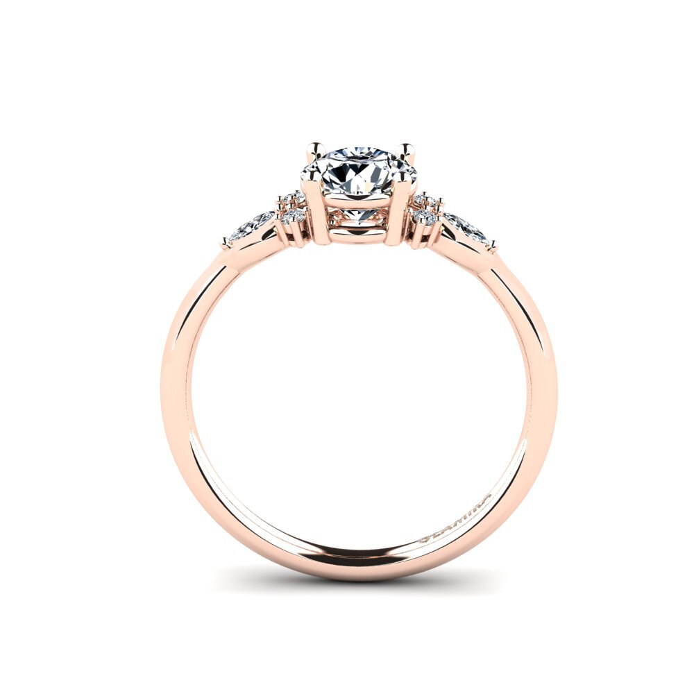 14k Oro Rosa Anillo de compromiso Gisu - Round