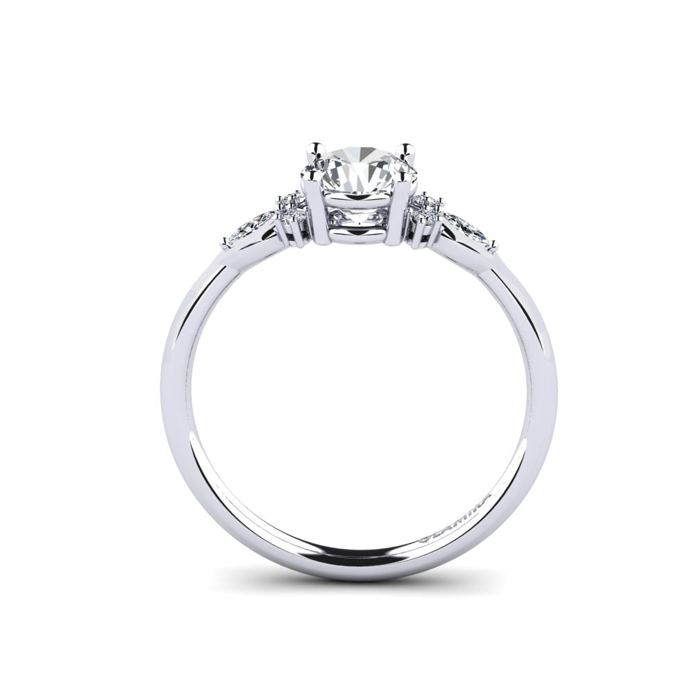 White Silver White Zircon Engagement Ring Gisu - Round