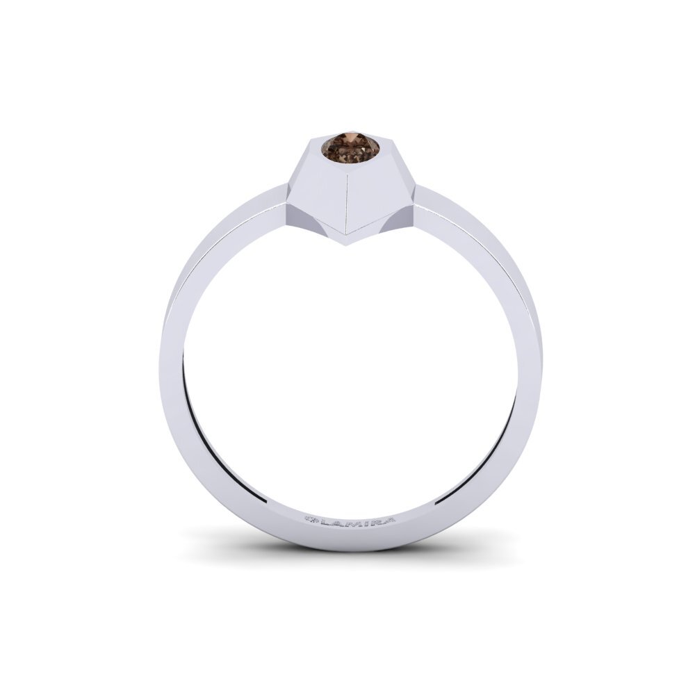 White Silver Smoky Quartz Ring Ganges