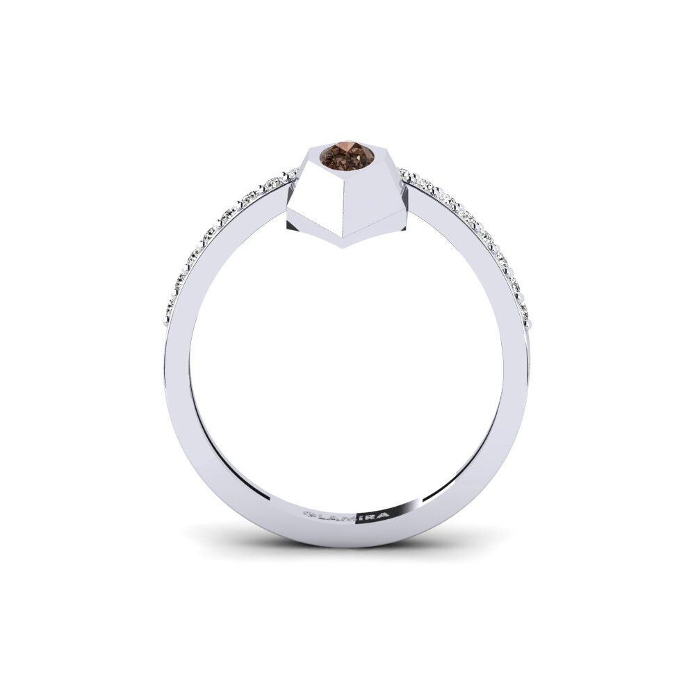 White Silver Smoky Quartz Ring Kouilau
