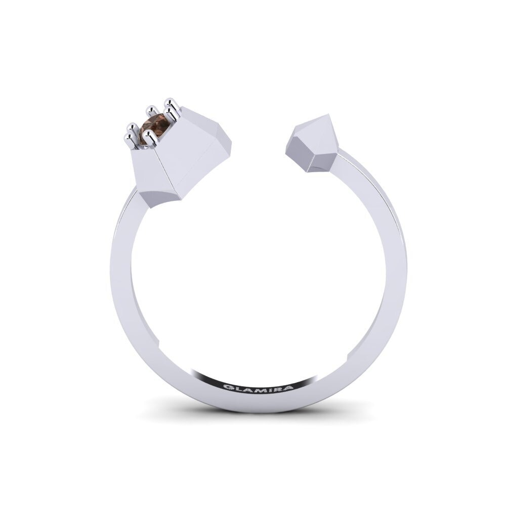 White Silver Smoky Quartz Ring Meghna