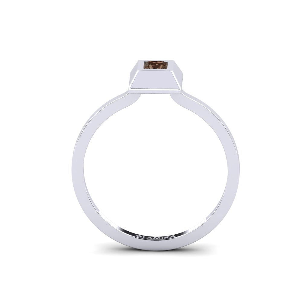 White Silver Smoky Quartz Ring Pjazza