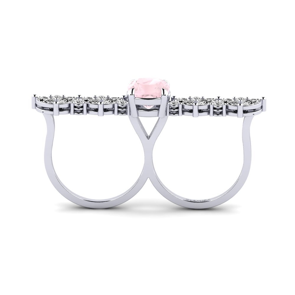 White Silver Rose Quartz Ring Aletsch