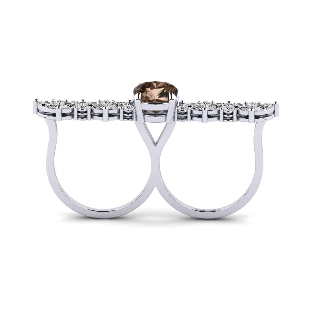White Silver Smoky Quartz Ring Aletsch