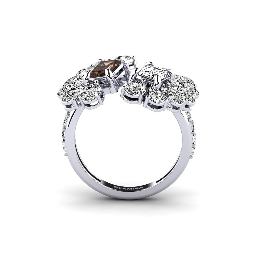White Silver Smoky Quartz Ring Ambaliya