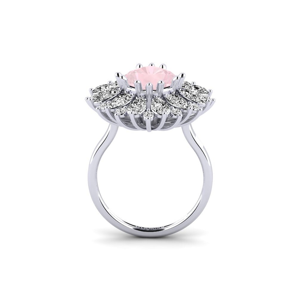 White Silver Rose Quartz Ring Calaustral