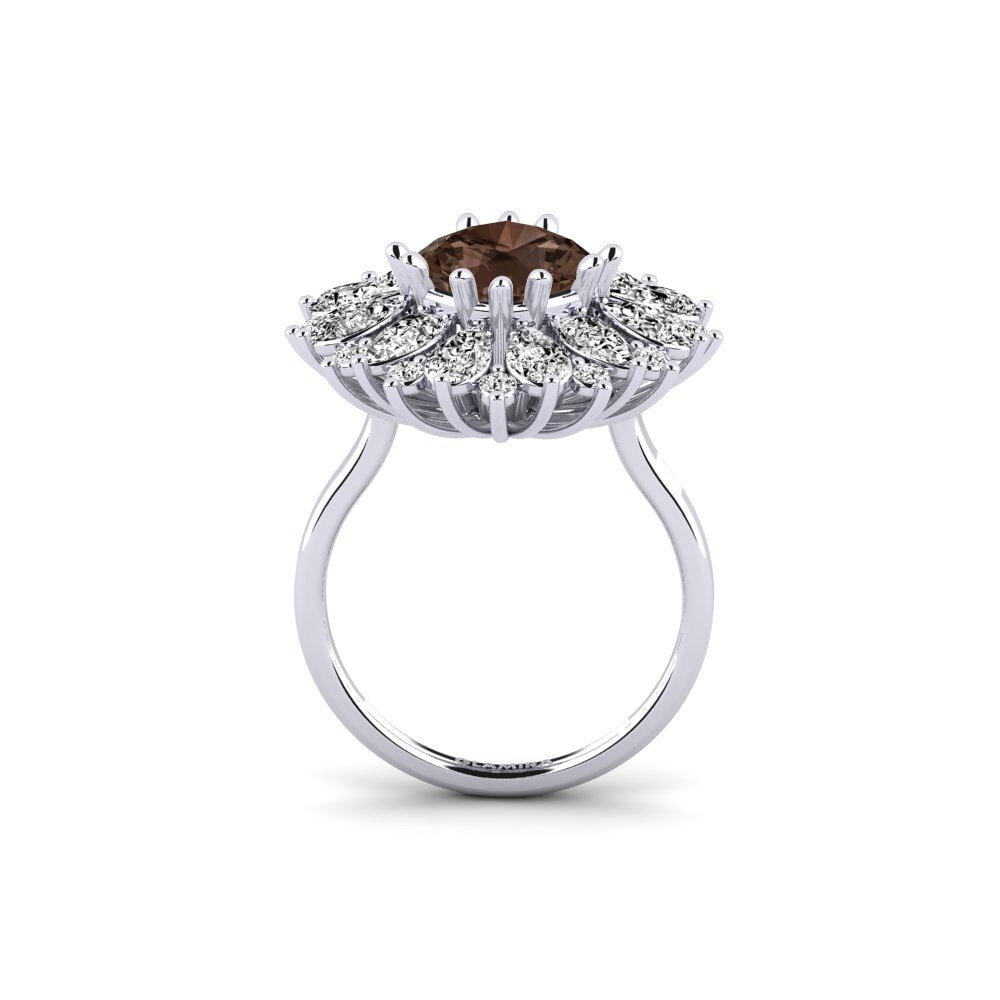 White Silver Smoky Quartz Ring Calaustral