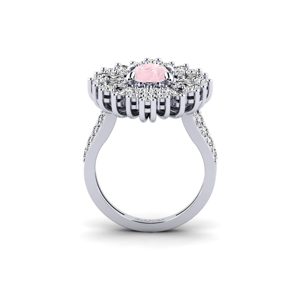 White Silver Rose Quartz Ring Chispear