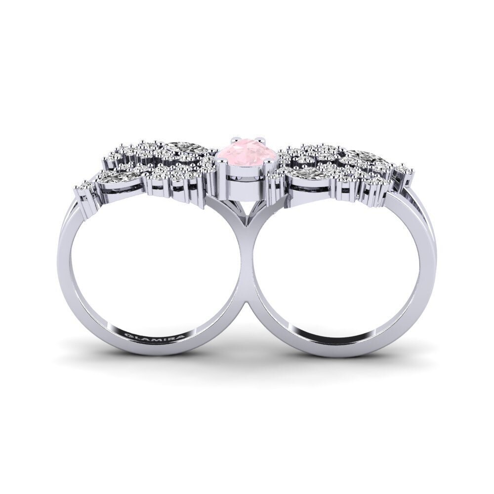 White Silver Rose Quartz Ring Fagulha