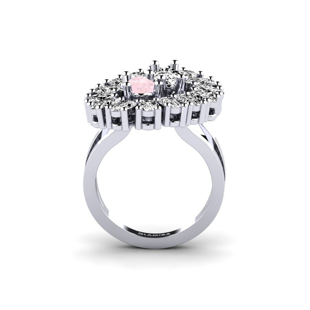 White Silver Rose Quartz Ring Gerel