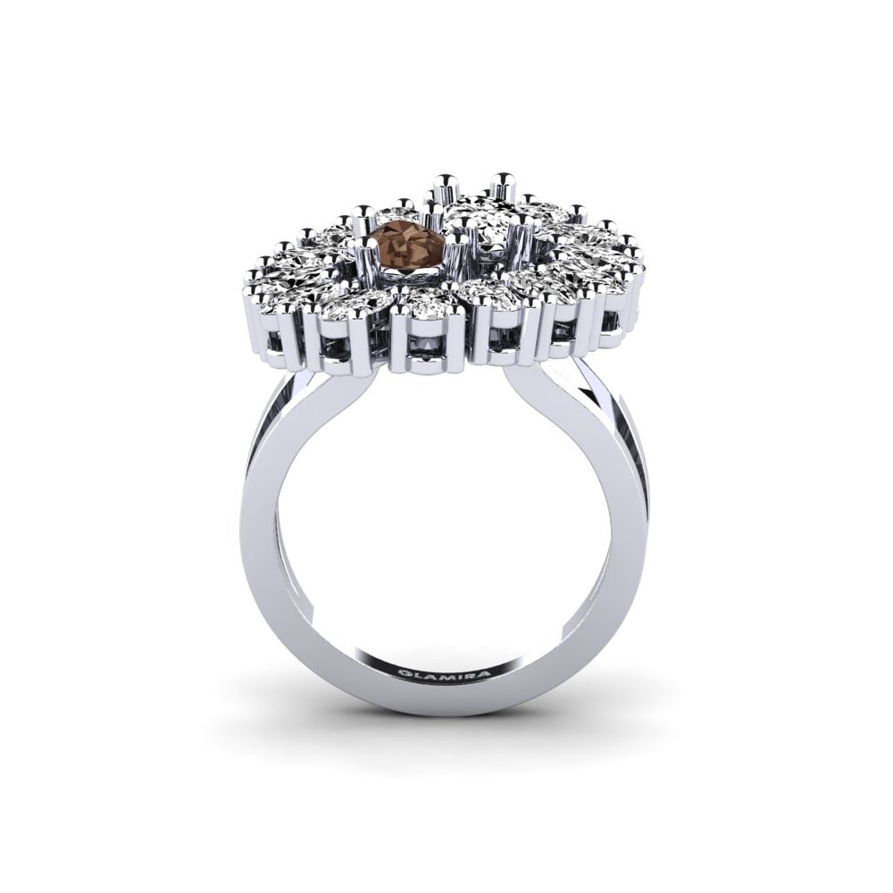 White Silver Smoky Quartz Ring Gerel