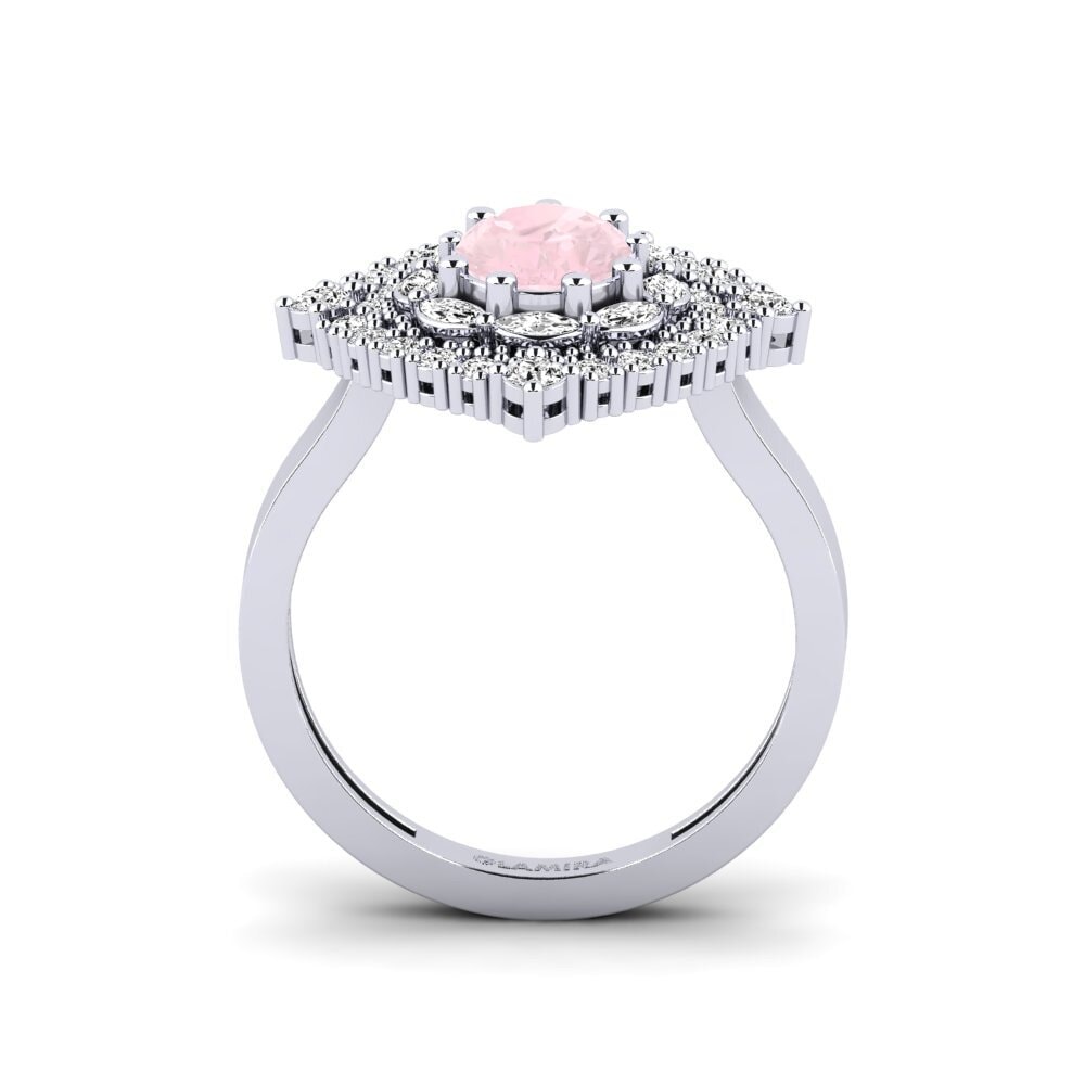 White Silver Rose Quartz Ring Kanchi