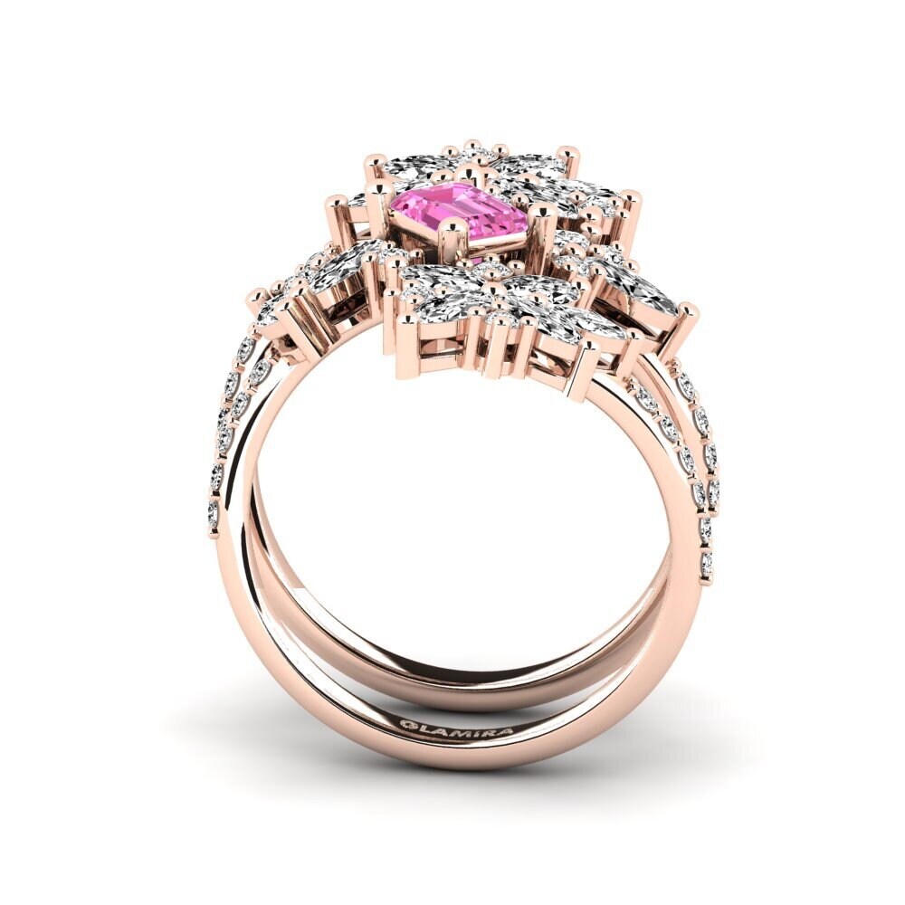 14ct Rose Gold Pink Topaz Ring Layos