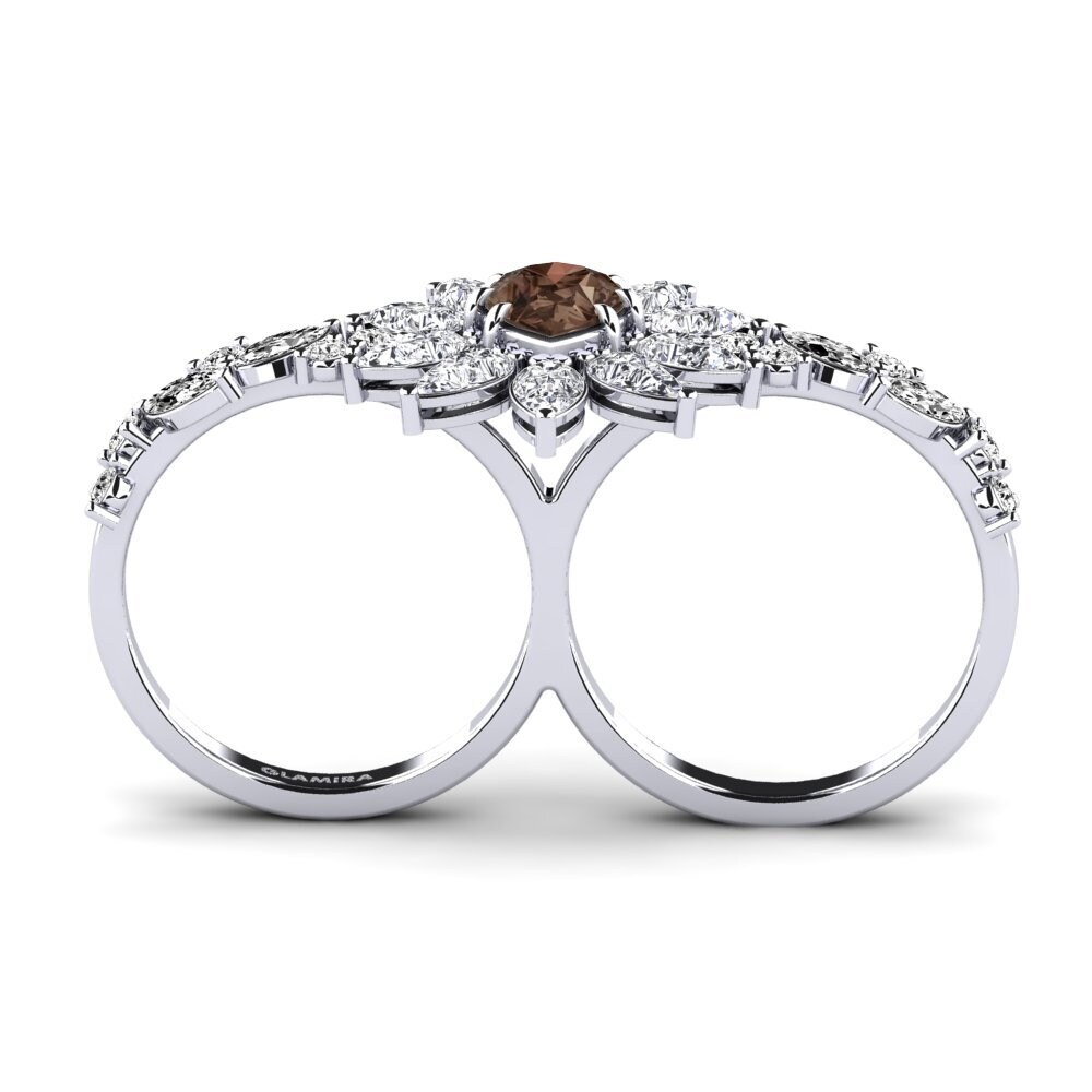 White Silver Smoky Quartz Ring Likht