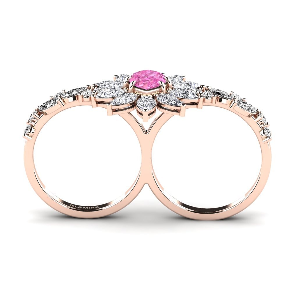 14ct Rose Gold Pink Topaz Ring Likht