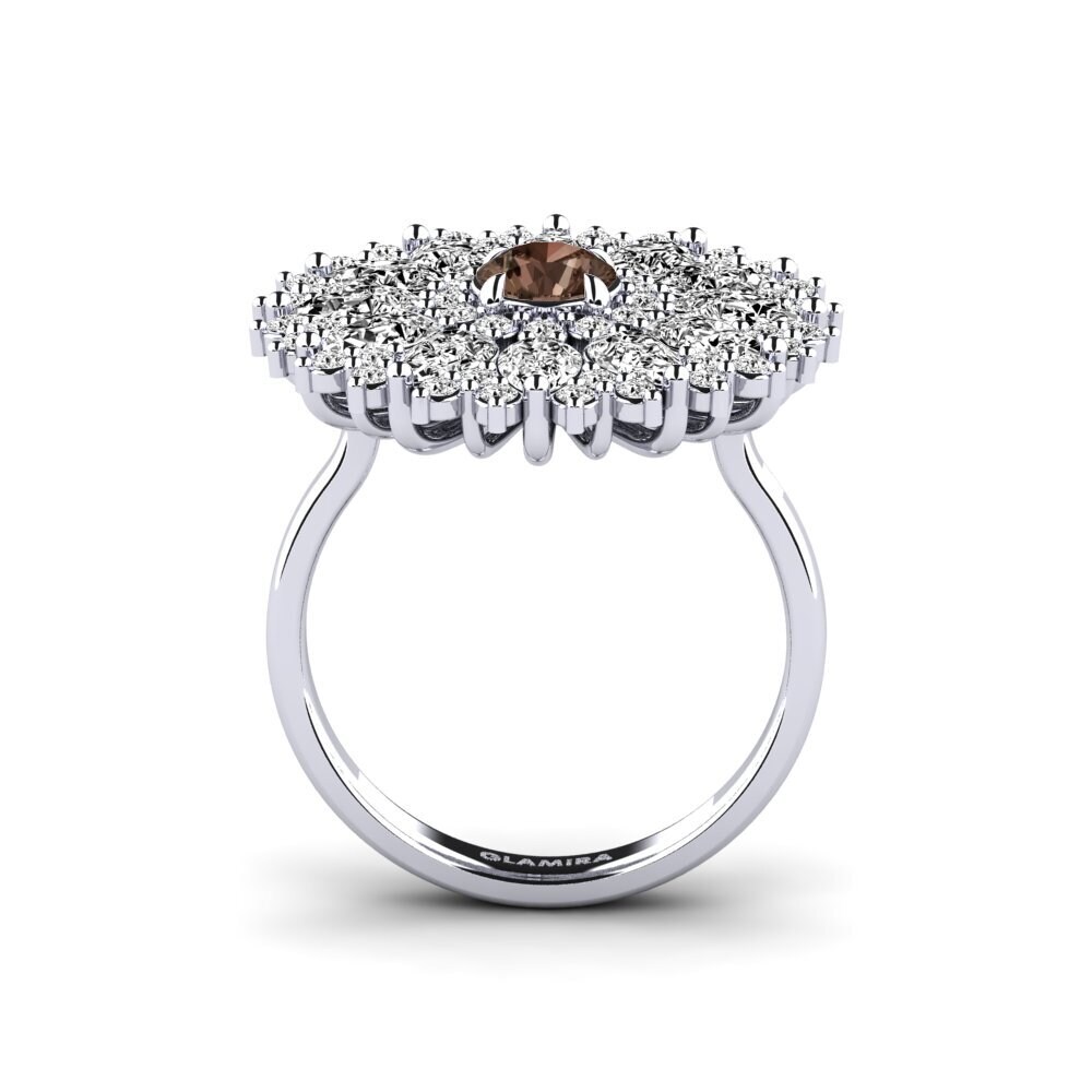 White Silver Smoky Quartz Ring Luys