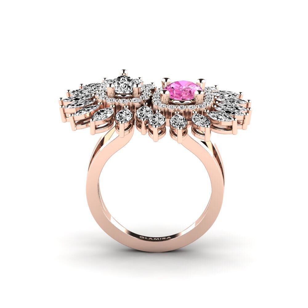 14ct Rose Gold Pink Topaz Ring Rivoni