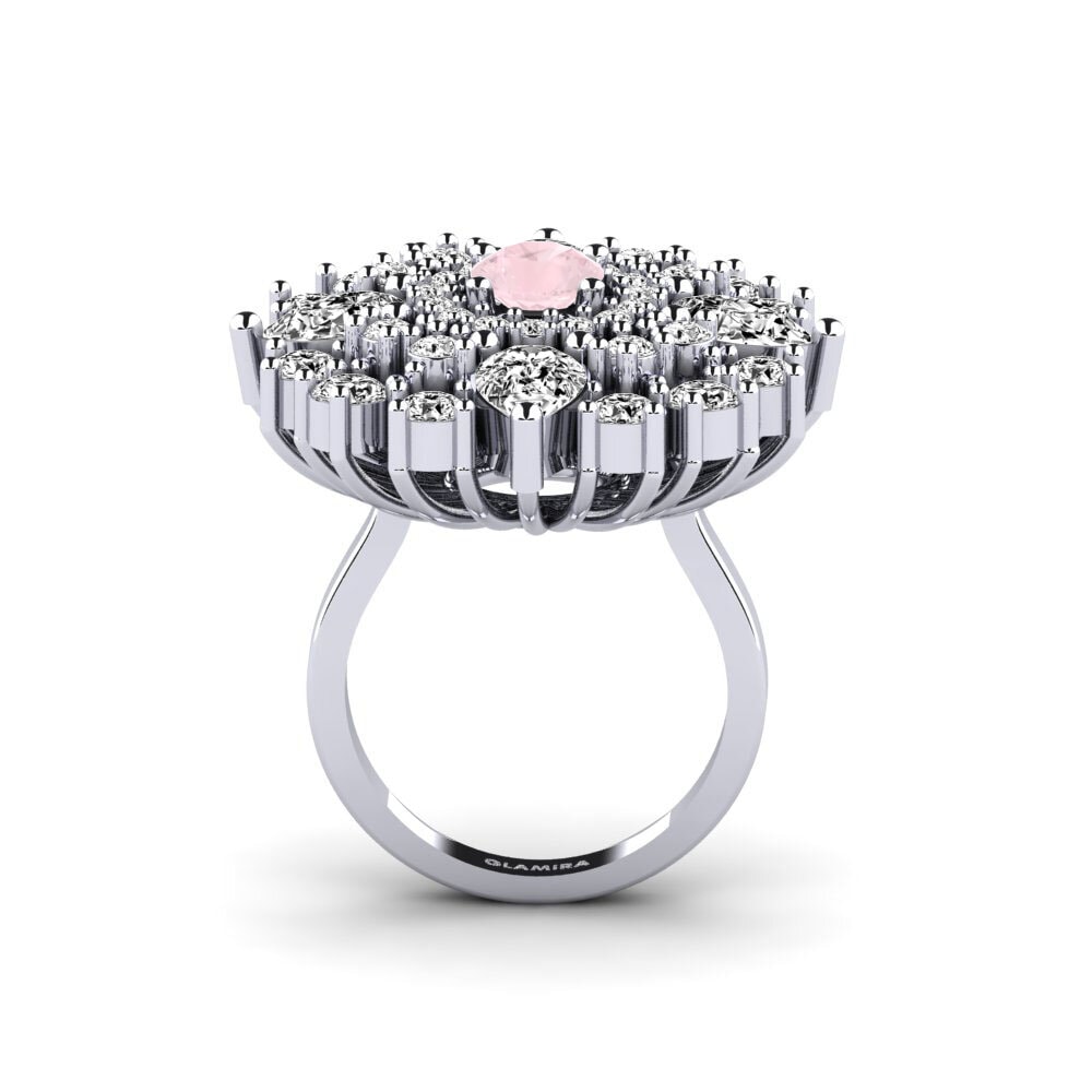 White Silver Rose Quartz Ring Sele