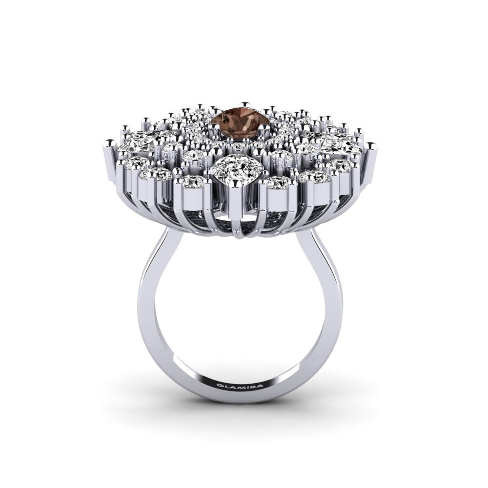 White Silver Smoky Quartz Ring Sele