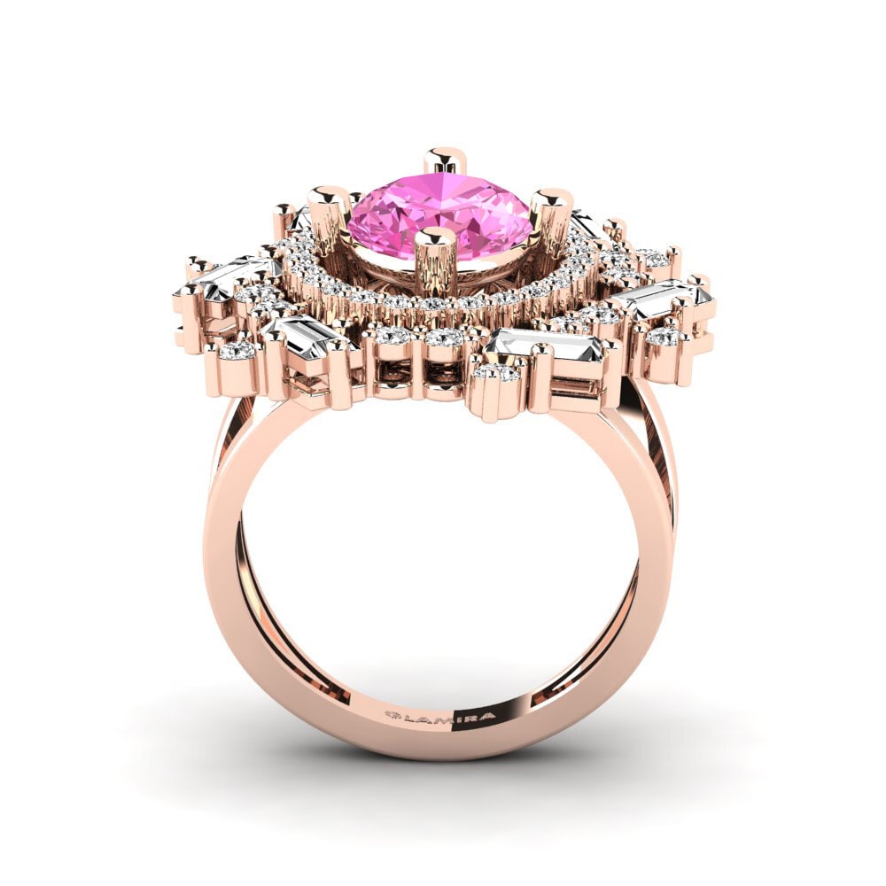 14ct Rose Gold Pink Topaz Ring Srautas