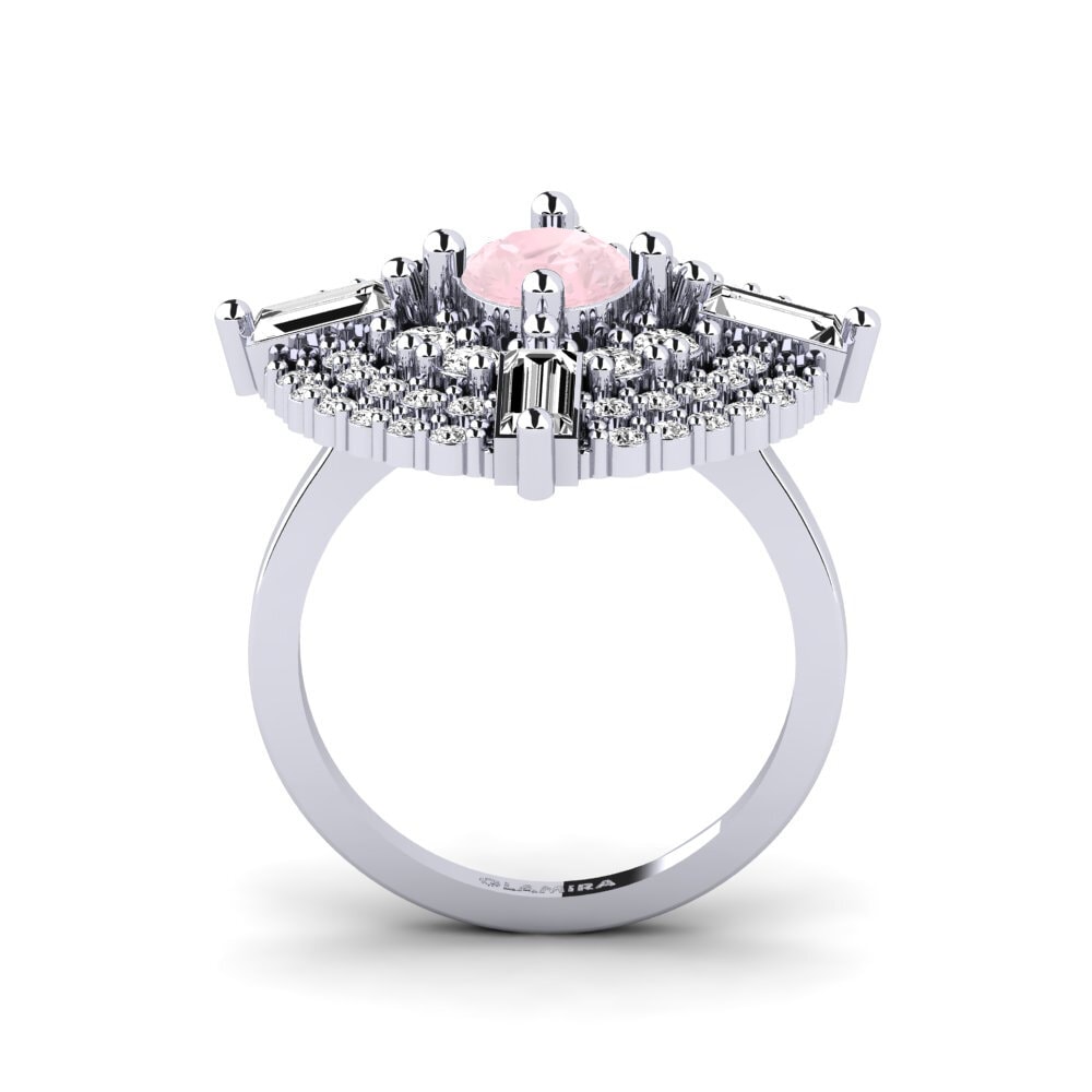 White Silver Rose Quartz Ring Tulie