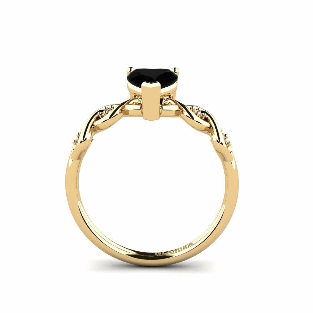 Black Onyx Engagement Ring Nisse - Heart