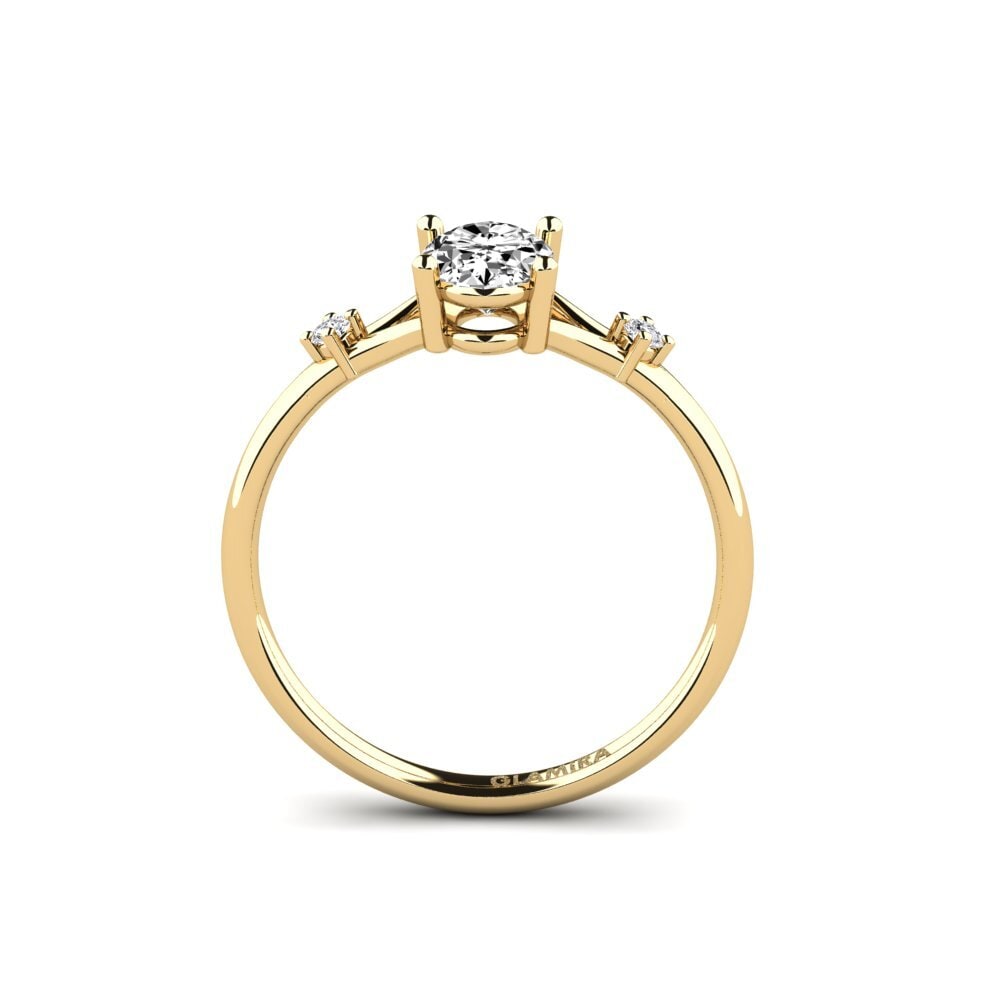 14k 黃色K金 莫桑石 訂婚戒指 Zephyra - Oval