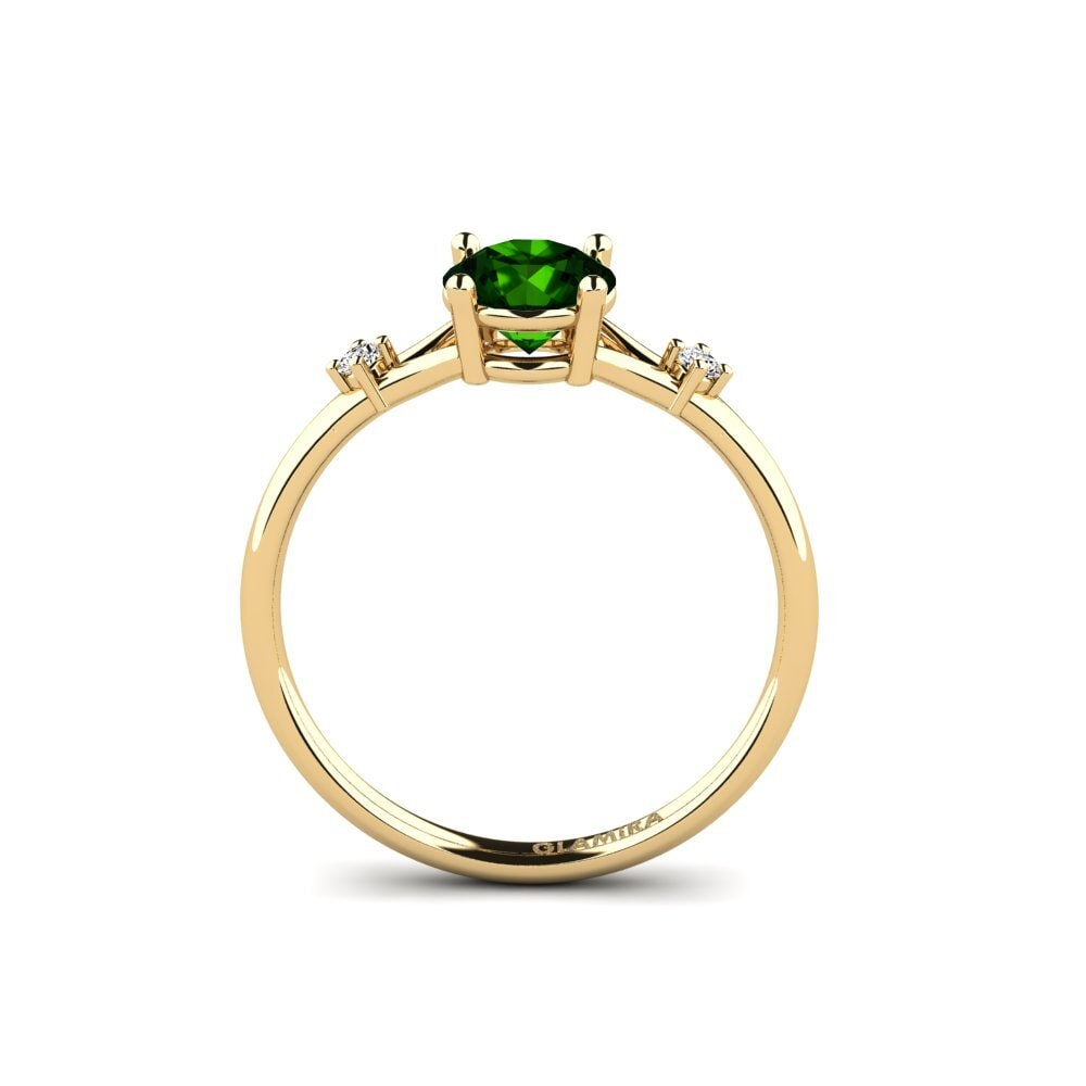 14ct Yellow Gold Green Tourmaline Engagement Ring Zephyra - Round