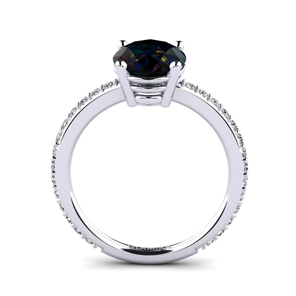 14k White Gold Black Opal Engagement Ring Acker