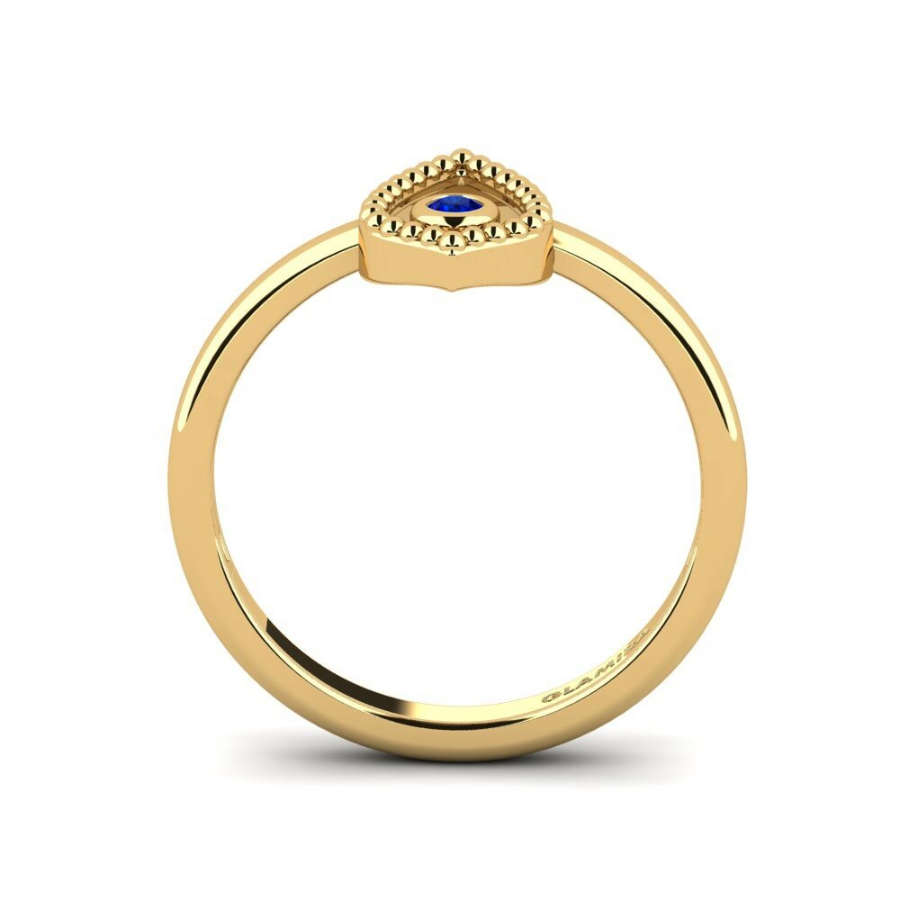 14k Oro Amarillo Redondo Zafiro Anillo de compromiso Aldean