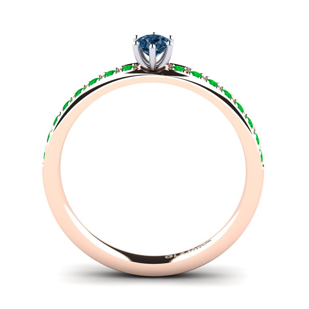 14ct Rose / White Gold Blue Diamond Engagement Ring Ageall 0.16 crt